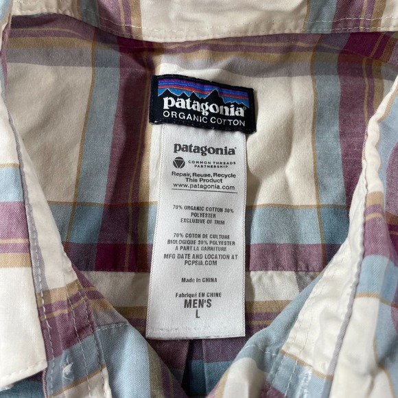 Patagonia Shirt Mens Large Blue "Go To" Hiking Trail Plaid Hipster 52690 Outdoor - Picture 4 of 10